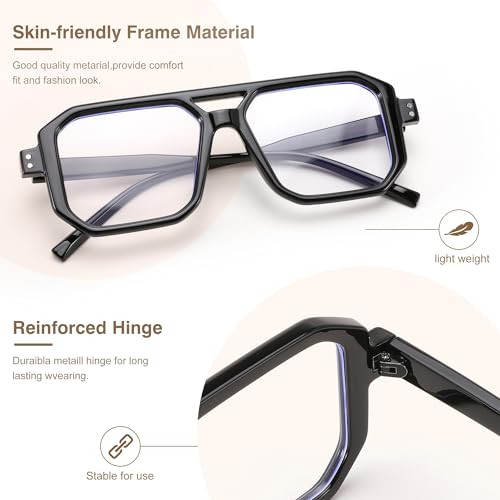 FEISEDY Blue Light Blocking Glasses, Aviator Frame Computer Reading/Gaming/TV/Phones Glasses for Women Men B0165