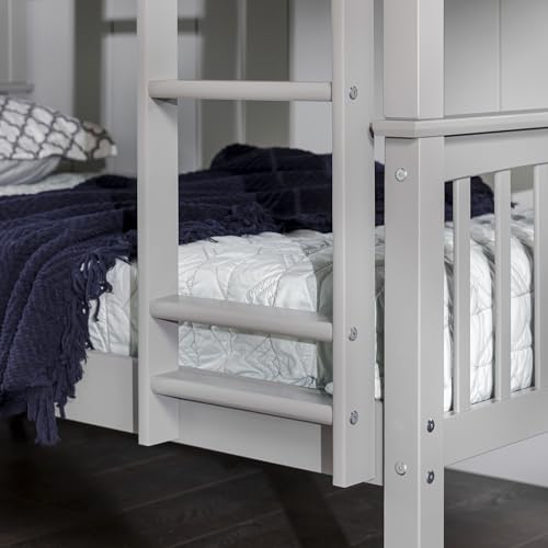 Walker Edison Resende Mission Style Solid Wood Twin over Twin Bunk Bed, Twin over Twin, Grey