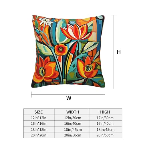 Set of 4 Art Theme Pillow Cover， Reversible Pillow Cases Decorative Cushion Throw Pillowcase for Bed Home Decor、 Living Room Outdoor Pillowcase、 Patio Furniture Pillowcase (Art 9, 18x18)