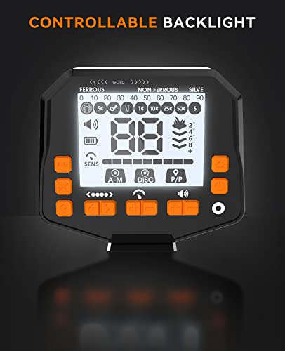 SUNPOW Metal Detector for Adults, Professional Waterproof High Accuracy Metal Detector, 10'' Detection Depth, Pinpoint & Disc & Notch & All Metal & Volume Modes, Strong Anti-Interference-GC-1083