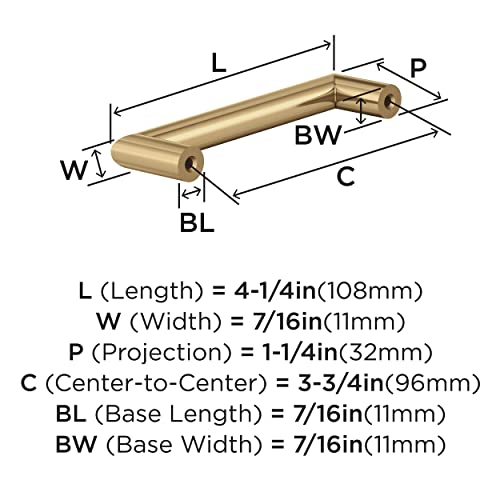 Amerock | Cabinet Pull | Champagne Bronze | 3-3/4 in (96 mm) Center-to-Center Drawer Pull | Revolve | Kitchen and Bath Hardware | Furniture Hardware