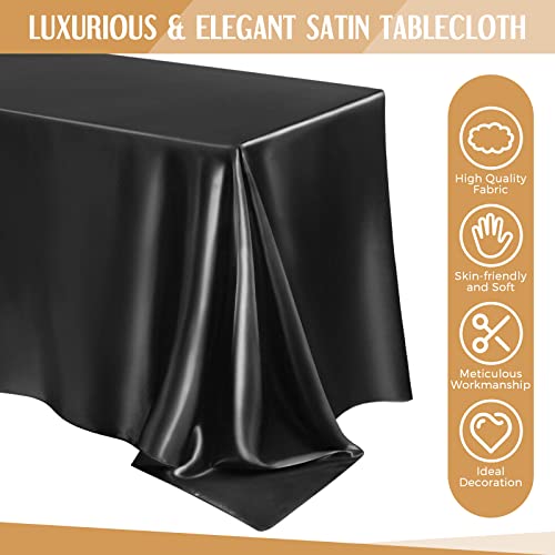 Lounsweer 8 Packs Satin Tablecloth 102 x 58 Inches Rectangle Table Cover Silk Smooth Fabric Party Table Cloth for Rectangle Parties, Holiday Dinner Wedding Banquet Decoration(Silver)