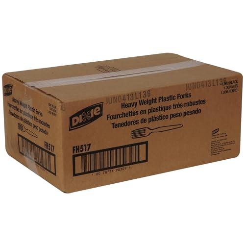 Dixie 7.13" Heavy-Weight Polystyrene Plastic Forks By GP PRO, Black, 1000 Count, FH517