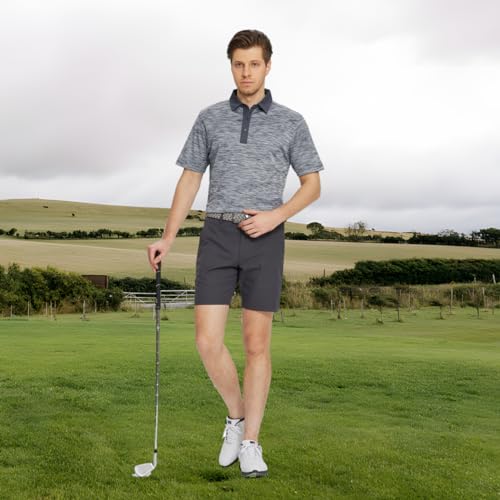 M MAELREG Mens Golf Shirt Short Sleeve Dry Fit Moisture Wicking Heather Pique Casual Collared Polo Shirts for Men