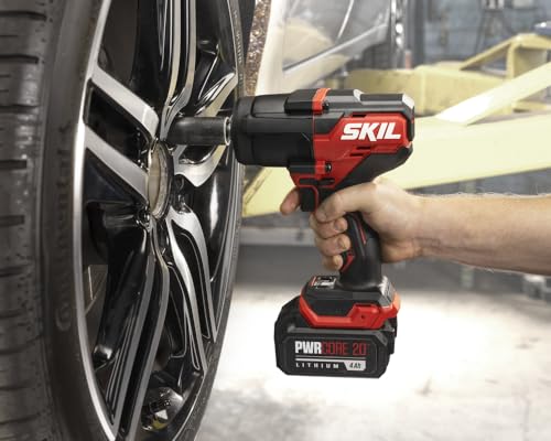 SKIL PWR CORE 20™ Brushless 20V 1/2 In. Mid-Torque Impact Wrench Kit Including 4.0 Ah Battery and Auto PWRJump™ Charger- IW5761B-10