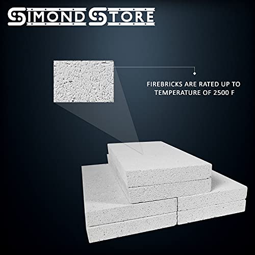 SIMOND STORE Insulating Fire Bricks - 2500F Rated 0.75" x 4.5" x 9" - Soft Fire Bricks for Forge Wood Stove Pizza Oven Fireplace Fire Pit Kiln Jewelry Soldering Heat Insulation Block - Pack of 6 Brick