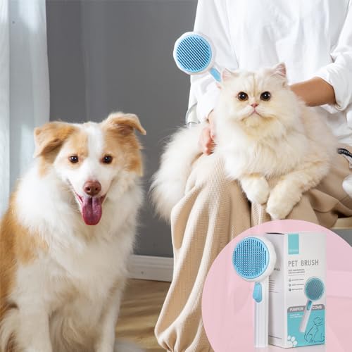 VIOJOJO Self-Cleaning Pet Grooming Tool - Deshedding Brush with Release Button for Cats and Dogs, Hair Remover for Indoor Pets