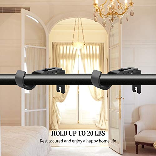 Anndason Heavy Duty Adjustable Curtain Rod Brackets Holders - 1 Inch Rod, Black Color, (Set of 2)
