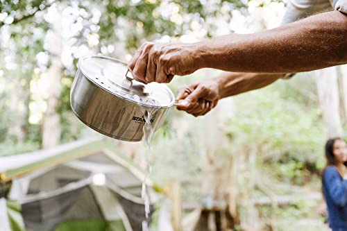 STANLEY Even Heat Essential Pot Set, 4-Piece Camping Cookware Set with Stainless Steel Pots and Pans, Utensils, Lids, and Cooking Accessories, Outdoor Travel Kit for Campsites, Hiking, and More