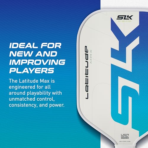 2025 SLK Latitude Max Pickleball Paddle | Graphi-Flex Graphite Face with SpinFlex+ Surface | Rev-Core+ Technology for Power and Control | Max Shape for Maximum Sweet Spot | Oasis