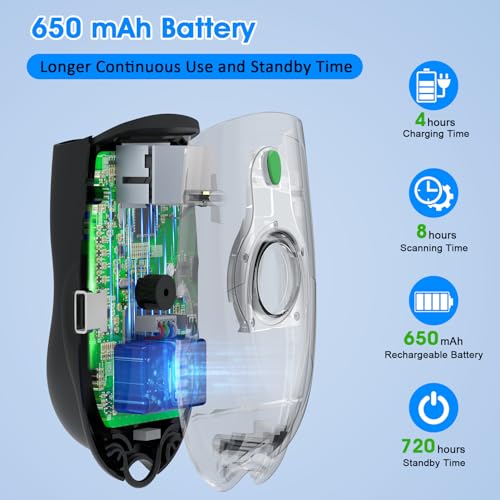 Symcode Bluetooth Barcode Scanner Mini 1D Small Portable Barcode Scanner 3-in-1 Bluetooth & 2.4G Wireless & USB Wired Barcode Scanner with Android,iOS,Computers,Windows