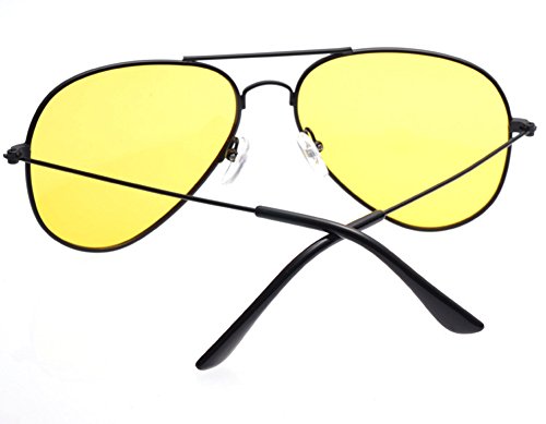 Outray Night Vision Polarized Aviator Sunglasses for Driving (Black Frame/Yellow Lens, Yellow)