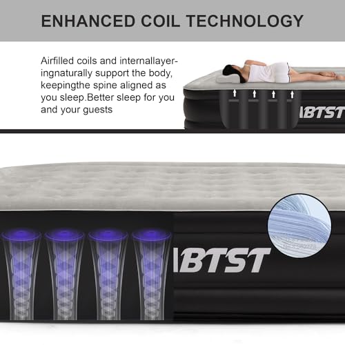 Nyabtst Air Mattress Queen with Built in Pump 16" Twin air Mattress, Soft Flocked Air Mattress with Automatic Inflation and deflation Function Very Suitable Guests Overnight,Camping and Family Game