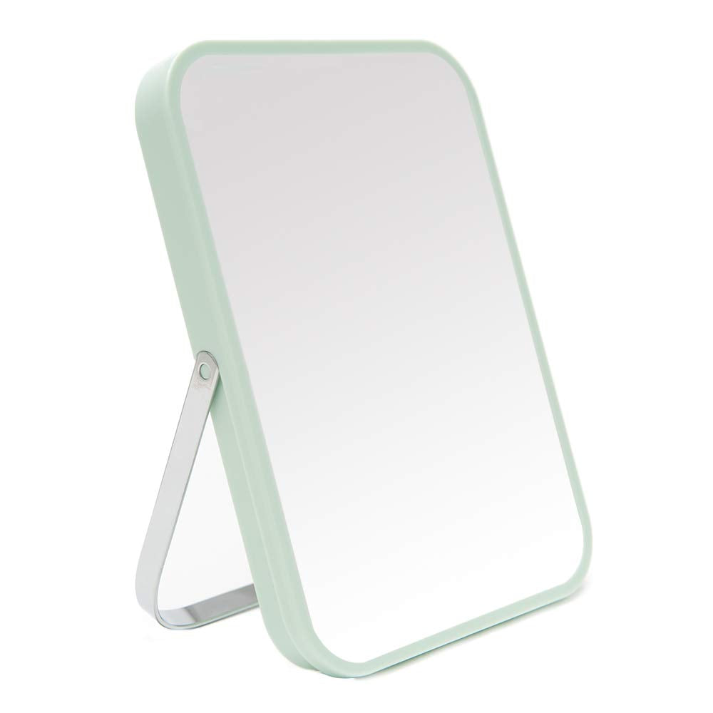 YEAKE Table Desk Vanity Makeup Mirror,8-Inch Portable Folding Mirror with Metal Stand 90°Adjustable Rotation Tavel Make Up Mirror Hanging Bathroom for Shower Shaving(Green)