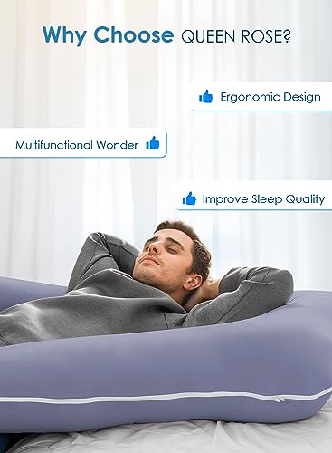 QUEEN ROSE Pregnancy Pillows, Cooling U Shaped Body Pillow for Sleeping, Maternity Pillow for Pregnant Women, with an Extra Cotton Pillowcase