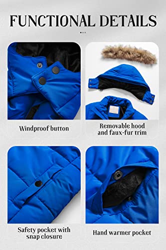 Chrisuno Girls Winter Jacket Kids Coats Teen Girl's Warm Waterproof Puffer Fleece Coat Hooded Thicken Outerwear White 6-7