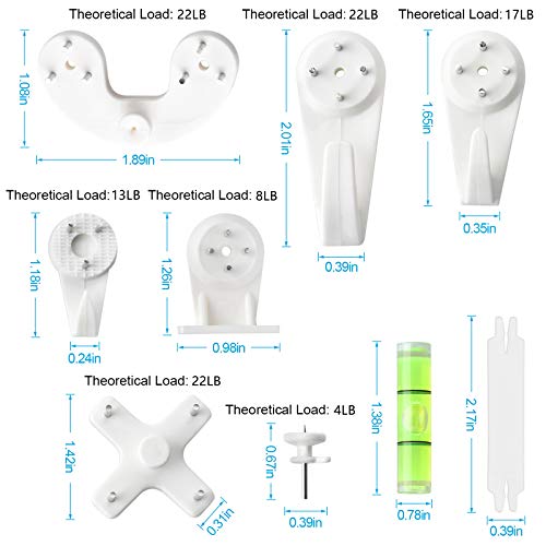 Picture Hanging Kit, 62PCS Concrete Wall Hardwall Hangers for Cinder Block, Picture Hanger, No Damage Wall Hooks for Photo Frame Art Painting Non-Trace Drywall Stucco Concrete Hooks