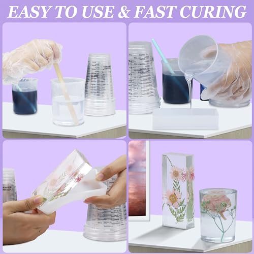 0.5 Gallon Crystal Clear Epoxy Resin, Resin Epoxy Table Top, No Yellowing & No Bubbles, Self Leveling 1:1 Mix for DIY Jewelry, Art Casting Resin Epoxy Kit