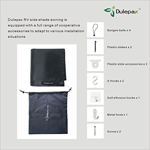 Dulepax RV Awning Shade Screen with Zipper 8'X19'3'' -Second Generation RV Awning Screen Significantly Improves Shadew and Privacy.Universal RV Awning Sun Shade Screen with Complete Kits