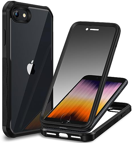 CENHUFO iPhone 15 Case, with Built-in Anti Peep Tempered Glass Privacy Screen Protector and Camera Lens Protective, Full Body Shockproof Clear Cover Spy Privacy Phone Case for iPhone 15 - Black