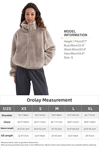 Orolay Women's Faux Fur Winter Jacket Zip Up Sherpa Coat Fuzzy Fleece Cropped Jacket Grey Xsmall