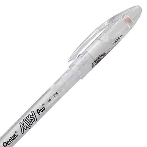 Pentel Arts Milky Pop Pastel Gel Pen, (0.8mm), Medium Line, White Ink, Pack of 2 (K98PABP2W)