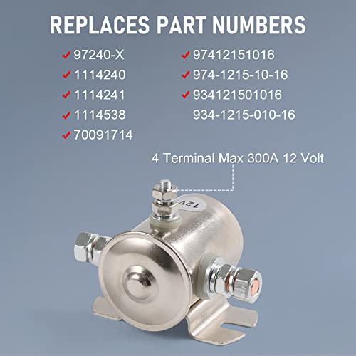 Max 200A 12 Volt 3 Terminal Continuous Duty Solenoid Relay for Golf Carts Heavy Duty Winch Marine in Rush 24106 SPST 12VDC 12V Solenoid Relay Zinc Plating