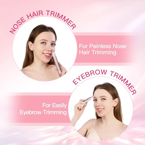 HEBECA Nose Hair Trimmer for Women 2in1 Facial Hair Removal Trimmer - Metal Body, Rechargeable, Waterproof, Portable - Nose, Ear, Eyebrow, Peach-Fuzz, Lips, Chin FT2001