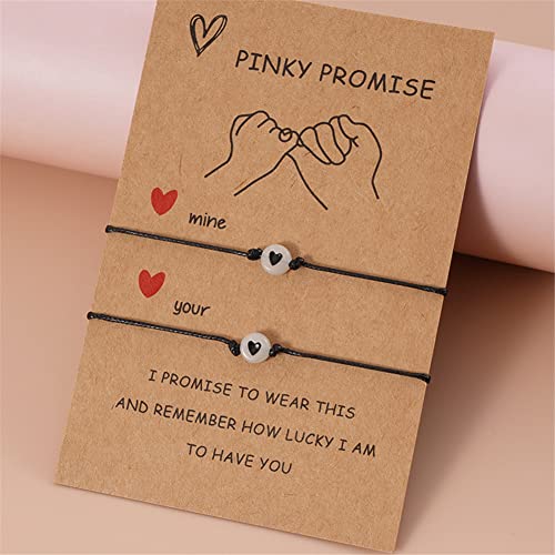 Pinky Promise Bracelet for Women Men Lucky Bead Love Heart Couple Bracelets Friendship BFF Glow in the Dark Jewelry