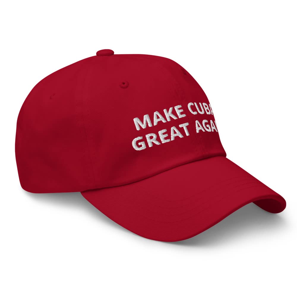 Make Cuba Great Again Hat Funny Cuba Great Again (Embroidered Dad Cap) Cranberry