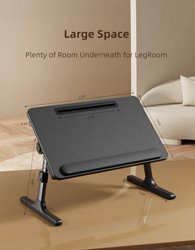 Laptop Desk for Bed,EWX Bed Table with Foldable Legs Tablet Slot Storage Drawer Silicone Wrist pad,Foldable Lap Table for Eating, Working, Writing and Drawing,22.8” x 14.6” Bed Desk