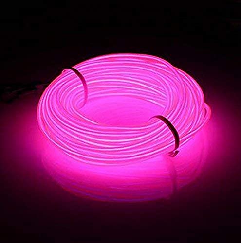 lychee 9ft EL Wire Neon Glowing Strobing Electroluminescent Light El Wire w/Battery Pack for Parties, Halloween Decoration (Pink)