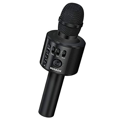 BONAOK Wireless Bluetooth Karaoke Microphone,3-in-1 Portable Handheld Mic Speaker for All Smartphones,Gifts for Kids Adults All Age Q37(Silver)