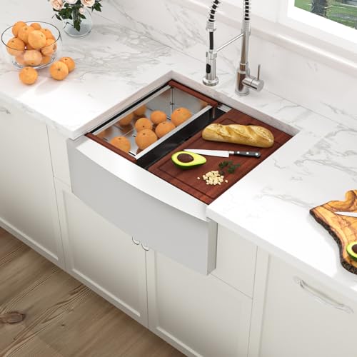 Sarlai 36 Farmhouse Sink Stainless Steel - 36x22 Inch Kitchen Sink Ledge Workstation Apron Front Single Bowl 16 Gauge Stainless Steel Luxury Undermount Farm Kitchen Sink