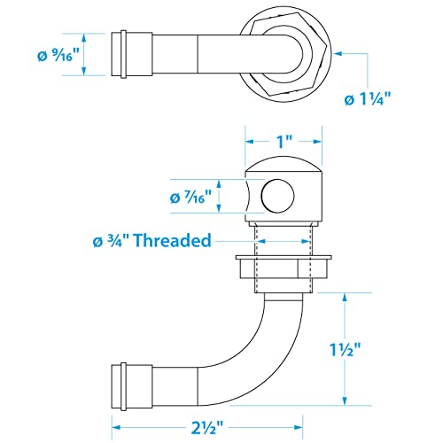 Seachoice Thru Hall Fuel Tank Vent, Chrome-Plated Brass, 5/8 in., 90 Degree