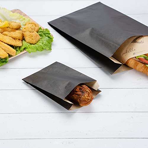 Restaurantware Bag Tek 5" x 3" x 8.75" Paper Bags For Snacks 100 Disposable French Fry Bags - Greaseproof For Popcorn Cookies Fries And More White Paper Kraft Snack Bags