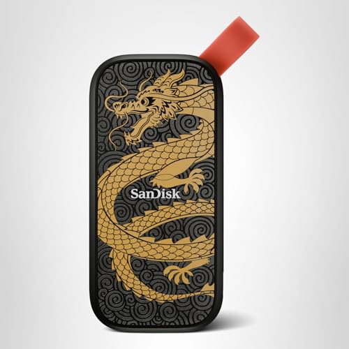 SANDISK 1TB Portable SSD, Dragon Edition - Up to 800MB/s, USB-C, USB 3.2 Gen 2, Updated Firmware - External Solid State Drive - ‎SDSSDE30-1T00-GD25