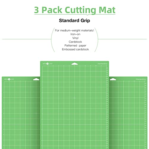 HTVRONT Strong Grip Cutting Mat for Cricut, 3 Pack Cutting Mat 12x12 for Cricut Explore Air 2/Air/One/Maker, Strong Adhesive Sticky Quilting Cutting Mats Replacement Accessories for Cricut