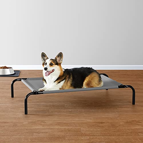 Amazon Basics Breathable Cooling Elevated Dog Bed with Durable Metal Frame, Medium, 43 x 26 x 7.5 Inch, Grey