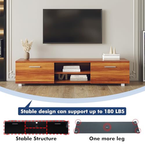 Kennkari TV Stand for 40 45 50 55 60 65 Inch TV Entertainment Center for Living Room Low Profile TV Table Modern TV Media Console with Storage Simple TV Cabinet with Shelves (Wood Grain)