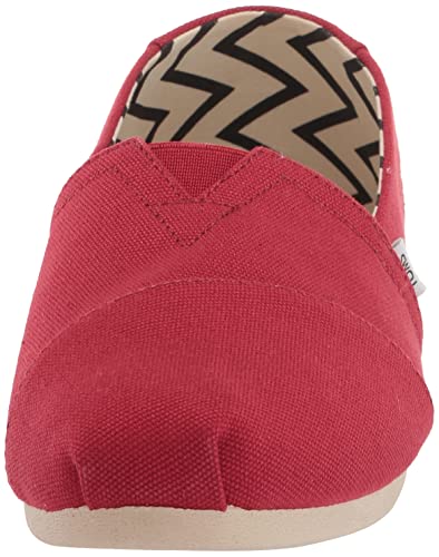 TOMS Women's Alpargata Recycled Cotton Canvas Loafer Flat, Red, 5