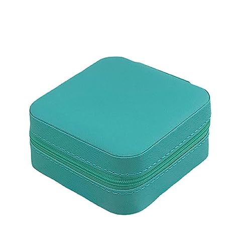 CHENGBEI Jewelry Box PU Leathers Small Portable Travel Organizer Display Storage Holder Boxes for Rings Earrings Necklacets Gift Double Layer Jewelry Box, blue green