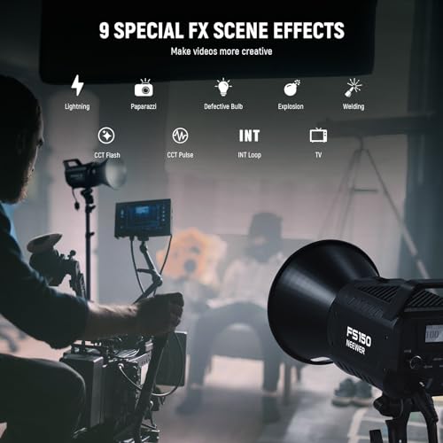 NEEWER FS150 LED Video Light 2.4G/APP Control, 130W 5600K COB Daylight Silent Photography Continuous Output Lighting 4 Precise Dimming Types 102000lux/1m CRI97+ 9 Effects Bowens Mount, US Plug