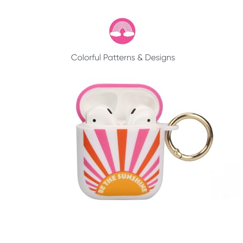 Packed Party for AirPods Case Cover, Soft Silicone Protective Cover with Detachable Gold Hook, Compatible with Apple AirPods 2nd 1st Generation Charging Case, Be The Sunshine Earbuds Case Cover