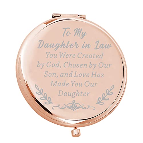 FEELMEM to My Daughter in Law Compact Mirror Bridal Shower Makeup Mirror Future Daughter in Law Gifts from Mother in Law