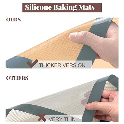 Silicone Baking Mat, 3 Pack Reusable Baking Mat, Non-Stick, Food Safe Silicone Mats for Baking, Oven Baking Sheet for Making Cookies, Macaroons, Bread