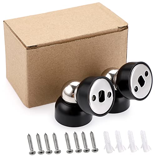 Sumnacon 2Pcs Powerful Magnetic Door Stoppers - Stainless Steel Mini Doorstops with Screws, Heavy Duty Magnetism Doorstops for Bedroom Bathroom Kitchen Home Office, Black