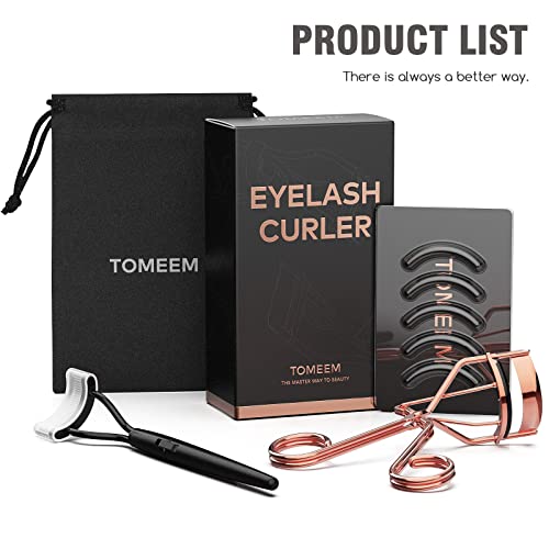 Eyelash Curler with Comb, Professional Volumizing Lash Lift Kit Lash Curler with Refill Pads for Home & Travel Uses, Gold