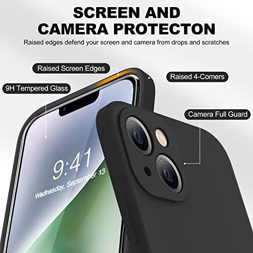 BossKiss Compatible with iPhone 14 Pro Case, Silicone Upgraded [Camera Protection] [2 Pcs 9H Screen Protector], Soft Anti-Scratch Microfiber Lining Inside, 6.1 inch, Pine Green