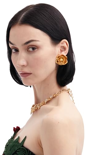 Oscar de la Renta, Gardenia Stud Earrings, Gold